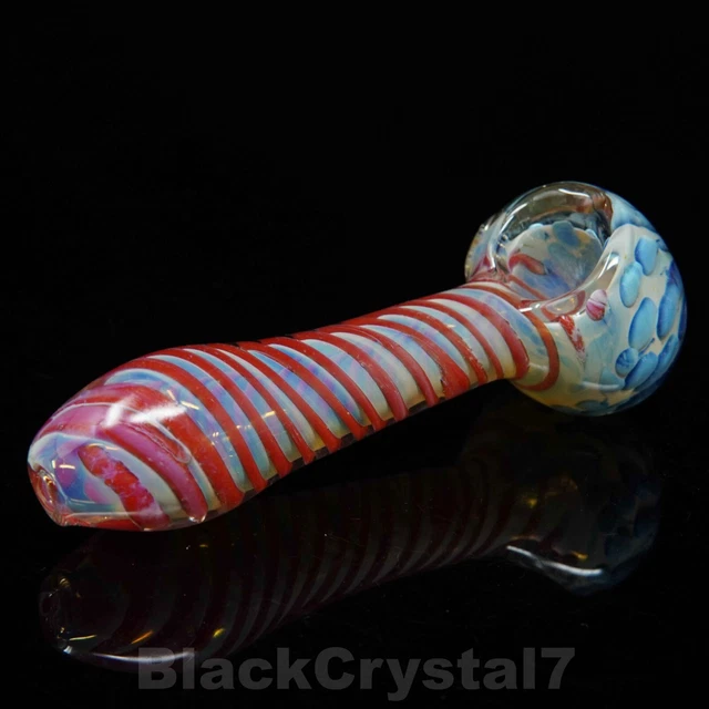 4.5" Handmade Thick Fumed Bright Red Ruby Swirl Tobacco Smoking Bowl Glass Pipes