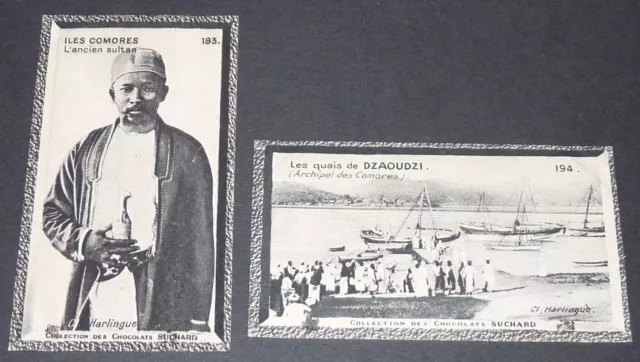 2 Chromos Photo Suchard 1930 France Colonies Afrique Iles Comores Complet