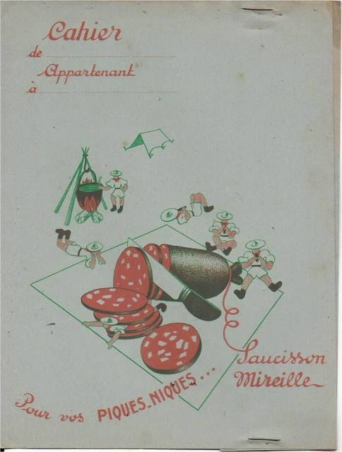 ANCIEN PROTEGE CAHIER  NEUF  ANNEE 30's    SAUCISSON MIREILLE COULEUR VERTE