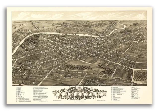 Youngstown Ohio 1882 Historic Panoramic Town Map - 16x24