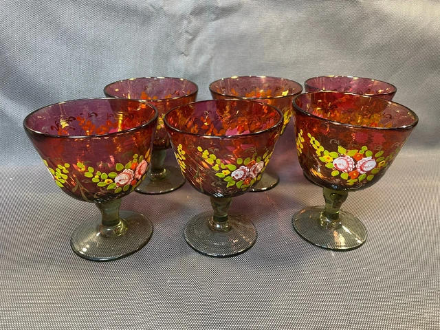 6 COUPES A GLACE SUR PIED EN VERRE MOULE 1930/50 ART DE LA TABLE ART Deco Imgx1200 8817