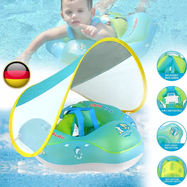 Schwimmreifen Baby Schwimmring Aufblasbare Schwimmsitz Spielzeug m/ Sonnenschutz