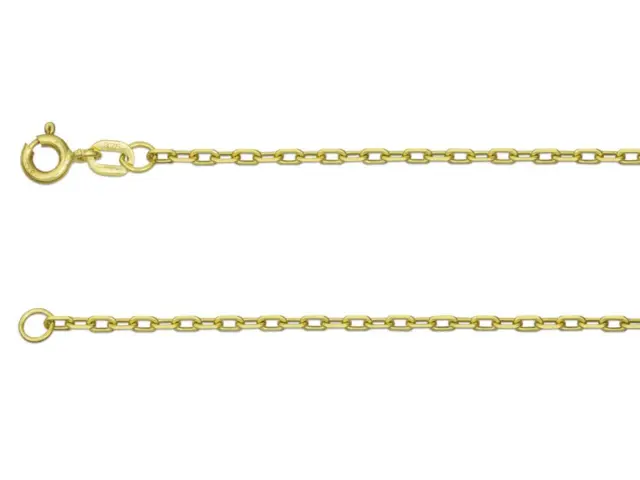 9ct Gold SQUARE BELCHER Chain 16" 18" 20" SOLID GOLD Necklace 1.5mm / 2mm Width