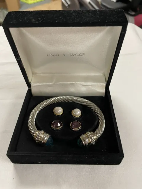 Lord & Taylor Silver tone Clamper  Bangle  Bracelet Interchangeable