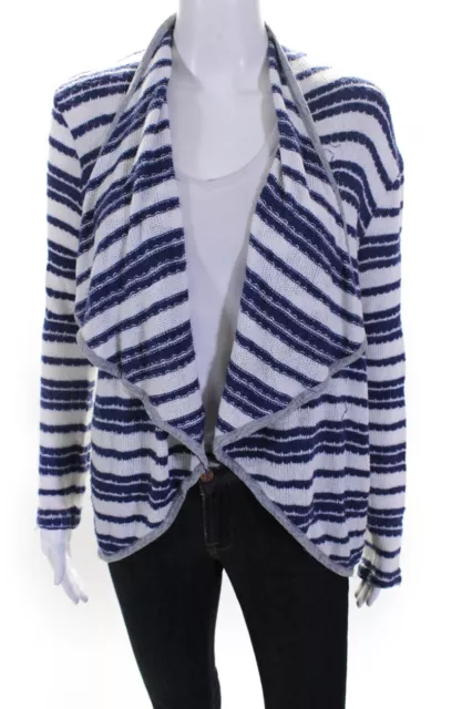 Splendid Womens Striped Waterfall Cardigan Blue White Size Small