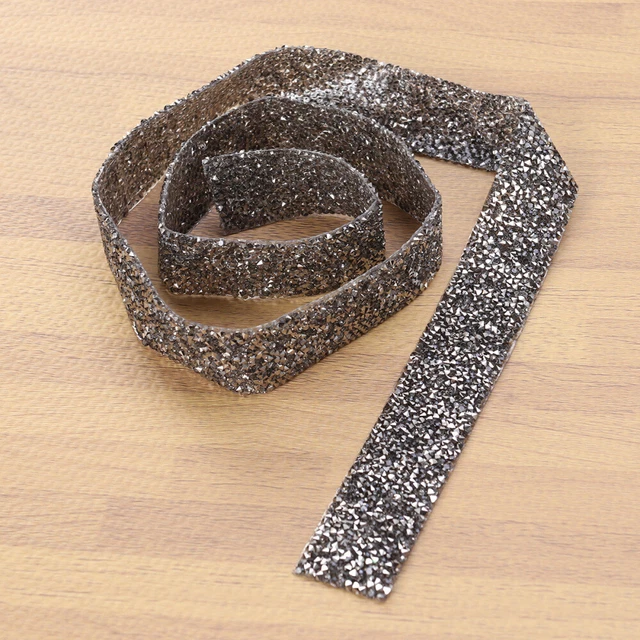Nastro diamantato hotfix nastro glitter incolla adesivo trapano a maglia