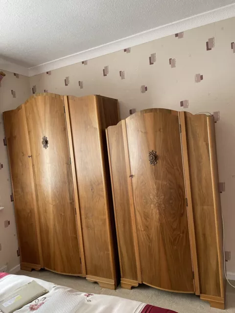 Beautiful Burr Walnut 3 Piece  Bedroom Suite
