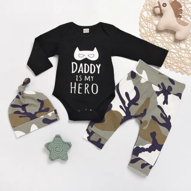 Baby Camo Printed Outfits Sets Langarmshirts Hosen Mütze Warmer Freizeitanzug