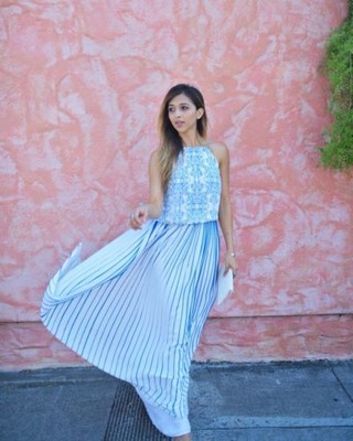 New KAS NY Antoinette Print Maxi Blue White Dress Large  L Petite $209