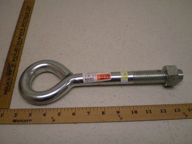 National Hardware Eye Bolt With Next Nut 1 X 12" Zinc Plated N347-781 (H70)
