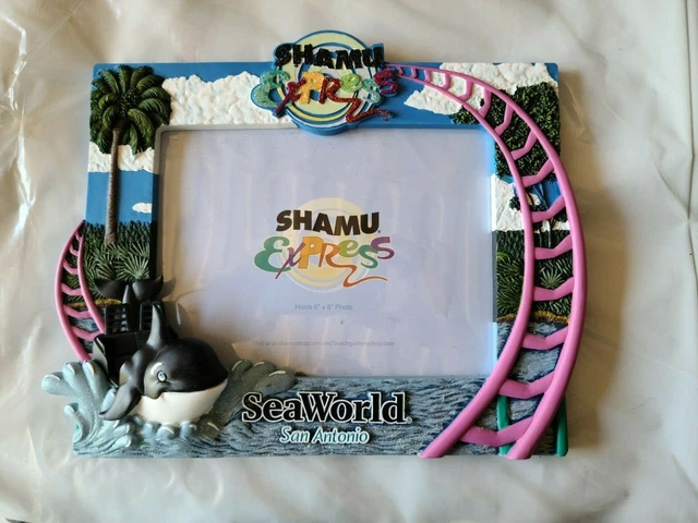 SeaWorld San Antonio resin 8 x 6 picture frame with Shamu Express Design