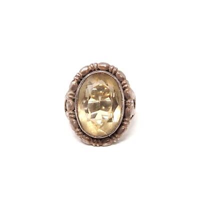 Sterling Silver 925 Citrine Cocktail Ring - Size 4