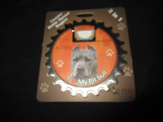 Pit Bull Dog Coaster Magnet Bottle Opener Bottle Ninjas Magnetic New