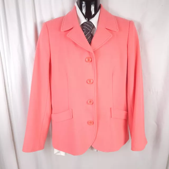 Vintage Requirements Women Pink Sz 14 Fully Lined Blazer Jacket Polyester Rayon