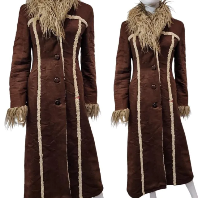 Vintage Y2k Miss Sixty Faux Fur Maxi Padded Coat