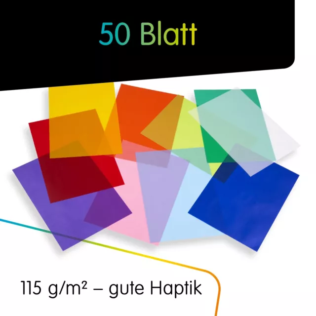 perfect ideaz Transparentpapier DIN-A4 50 Blatt 10 Farben bunt transparent 115g 3