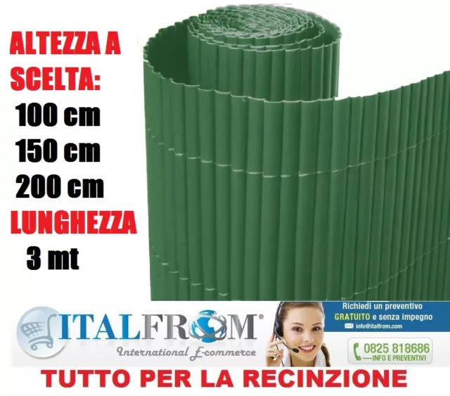 Arelle in Stuoia Canna Bamboo Arella PVC Singola Verde Privacy Separè Italfrom