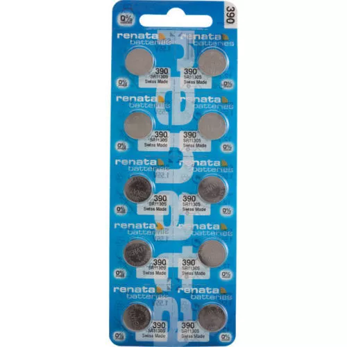 10 x Renata 390 Watch Batteries, 0% MERCURY equivilate SR1130W