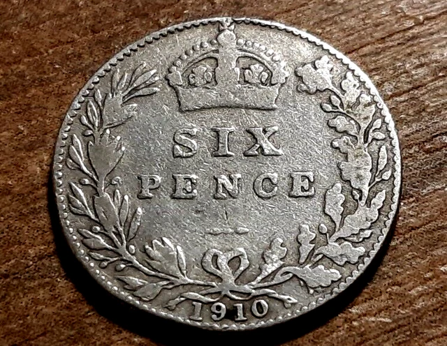 Edward Vii Solid Silver Sixpence 1910