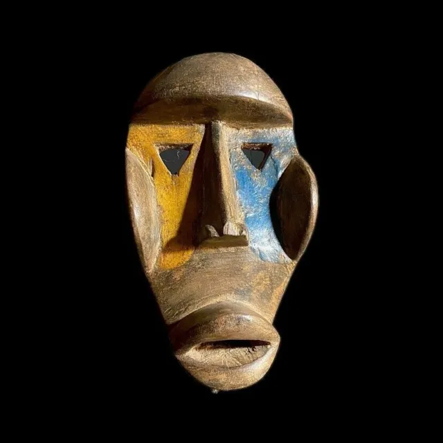 African Tribal Face Mask Wood Hand Carved Vintage Dan Kran Kaogle Mask-9067