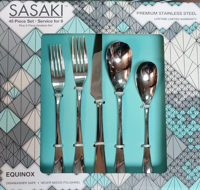 SASAKI EQUINOX 45 piece set Serving for 8 plus 5 piece Hostess Set. SASAKI EQUINOX 45 piece set Serving for 8 plus 5 piece Hostess Set.
