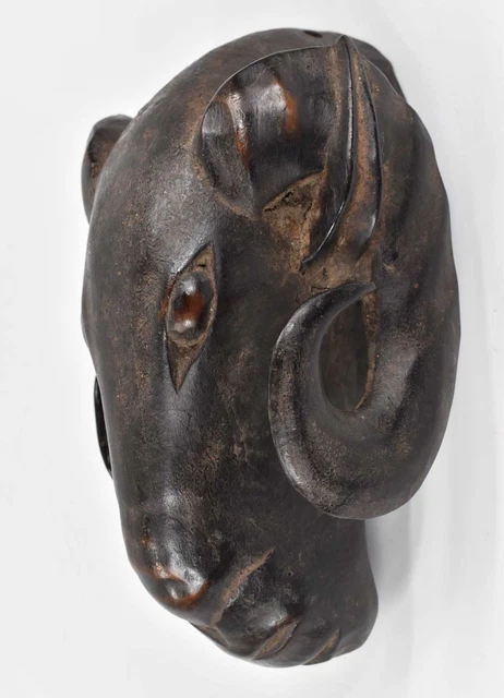 Baule Wooden Ram Mask Gbagba Cote d'Ivoire African Art