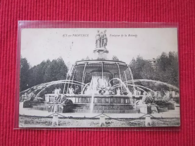 Cpa Written Stamp Aix En Provence Fountain De La Rotonda