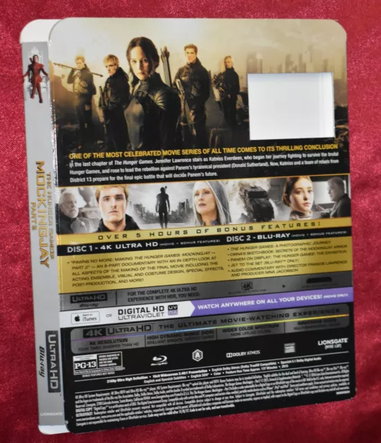 UHD SLIPCOVER -FITs Hunger Games Mockingjay 2 UltraHD 4K Blu-ray -SLIPCOVER ONLY