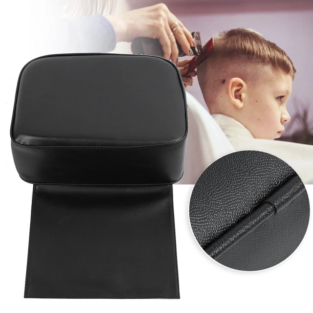 (Negro) Silla de peluquería para peluquería refuerzo infantil cojín corte de pelo chw