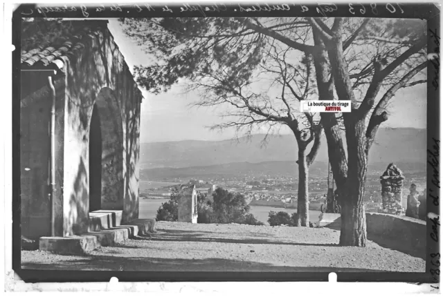 Antibes, Garoupe, Plaque verre photo ancienne, positif noir & blanc 10x15 cm