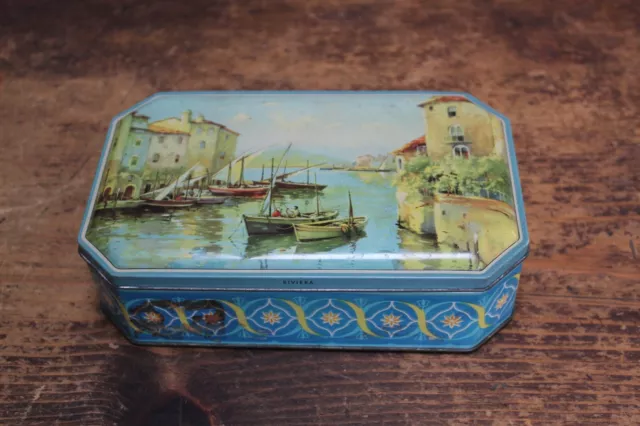 Vintage W&R Jacob & Co. Ltd Biscuit Tin, Liverpool England w/ Hinged Lid