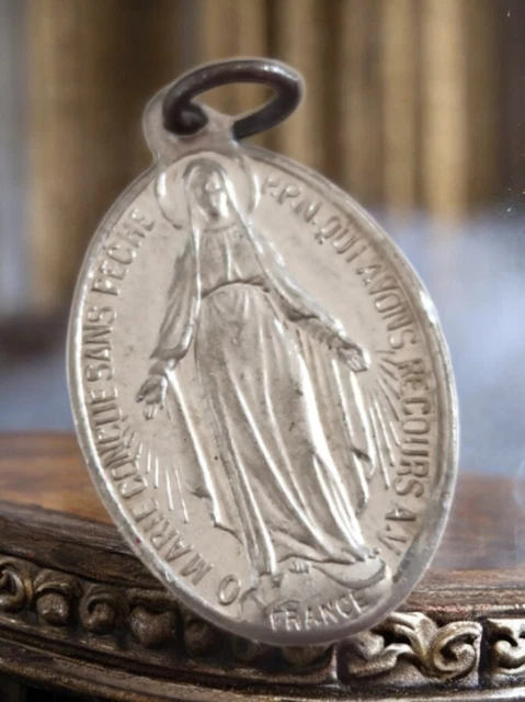 Médaille Religieuse Victorienne En Or Rose 18k - Vierge Marie Circa 1880 - Occasion