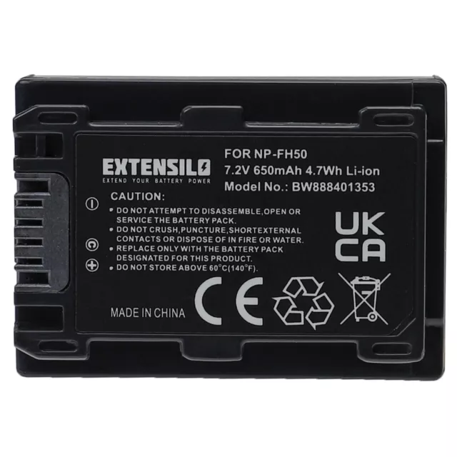 Batterie pour Sony Cybershot DSC-HX100, DSC-HX100V, DSC-HX200V 650mAh