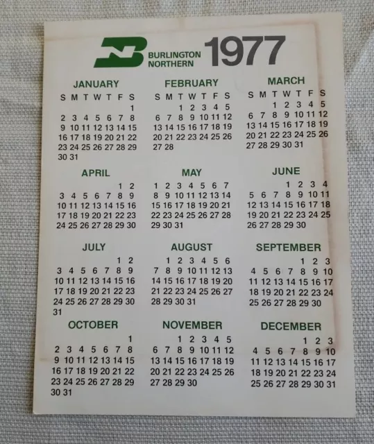 Burlington Northern Transport Vintage Calendar 1977