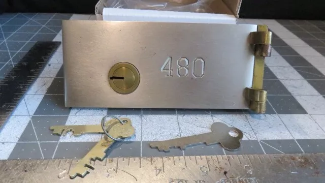Antique L.L. Bates 1886 Safety Deposit Box Door, Hinges, 2 Op & 1 Guard Key #480