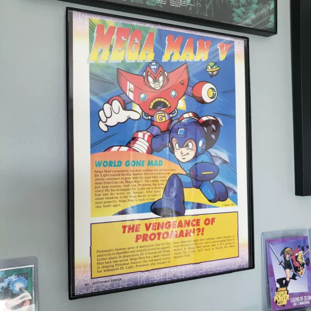 Framed Retro 1992 CAPCOM Mega Man V 5 ad/poster NES Video Game Wall Art