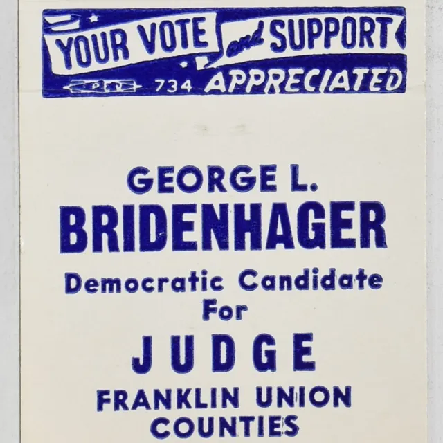 1970s George L Bridenhager Judge Democratic Party Franklin Union County Indiana