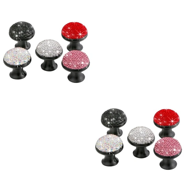 2 PCS Cupboard Wardrobe Pulls Handles Crystal Knobs Black Drawer