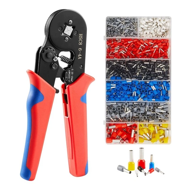 Herramientas de engarce pinzas de alambre - casquillos de vena de 1250 piezas con kit de pinzas de engarce A4X6