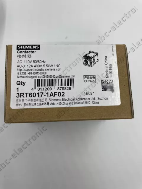 1PCS NEW contactor 3RT6017-1AF02 SIEMENS