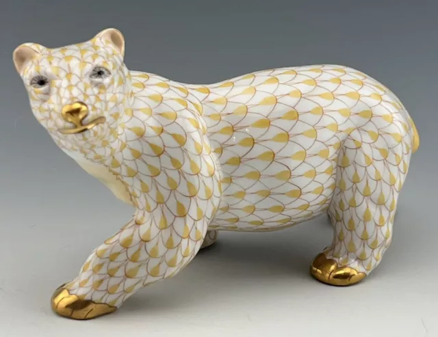 🦋 BRAND NEW HEREND 5.5” Polar Bear Butterscotch Fishnet Figurine ($753 Retail)