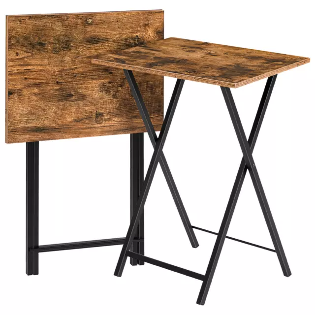 SET OF 2 Folding TV Tray Tables Side Table Heavy Duty Camping