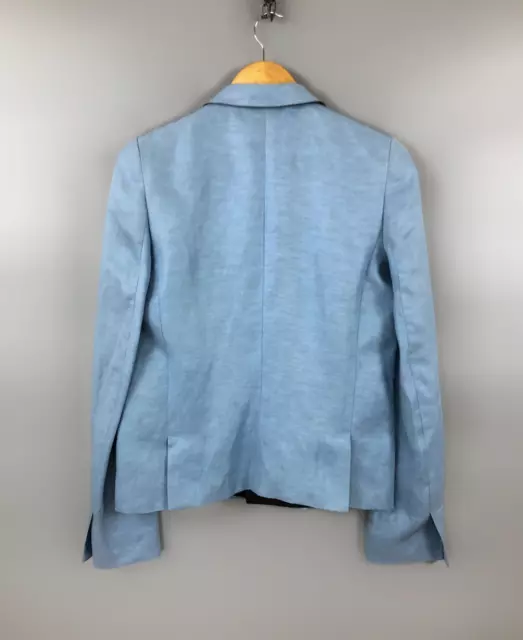 Runway HAIDER ACKERMANN Satin Trimmed Linen And Silk Blazer Jacket Blue Size 40 2