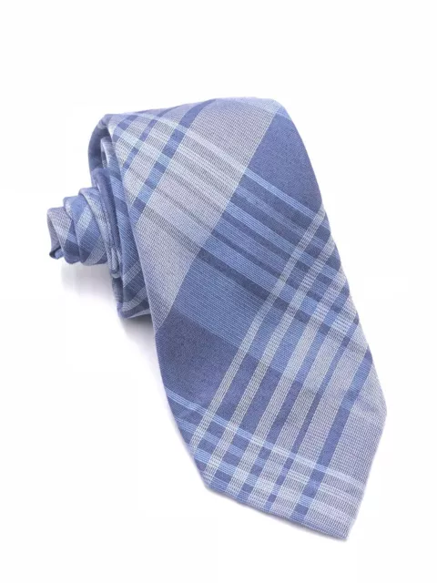 $125 Ryan Seacrest Men Skinny Blue Plaid Necktie Slim Neck Tie Dress Silk 57 X 3