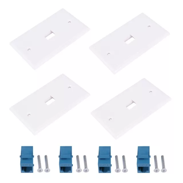 4x Cat6 Ethernet Wall Plate Outlet 1 Port RJ45  Female To Female  Wall1366