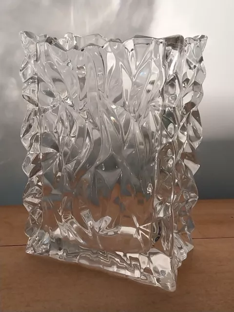 Large vintage Rosenthal studio line iconic lead crystal crumpled paper bag vase