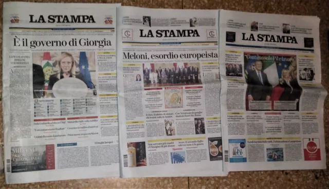 Giorgia Meloni Giornali La Stampa 22 23 24 Ottobre 2022 Governo Italiano