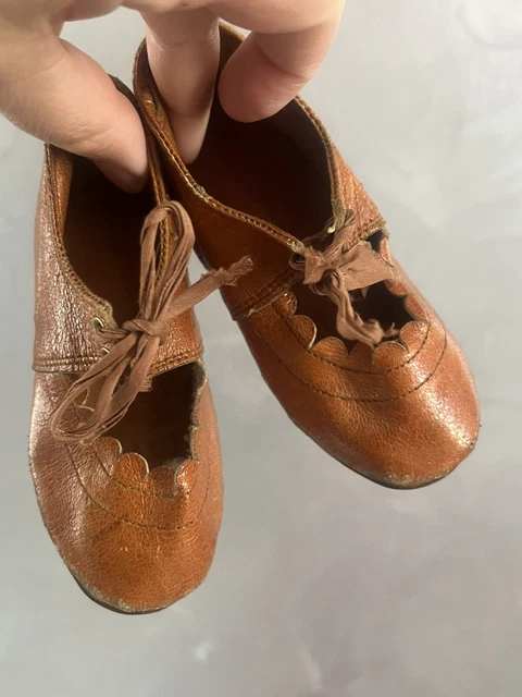 Ancienne Chaussures en cuir pour Poupée, JUMEAU , BRU , STEINER 2
