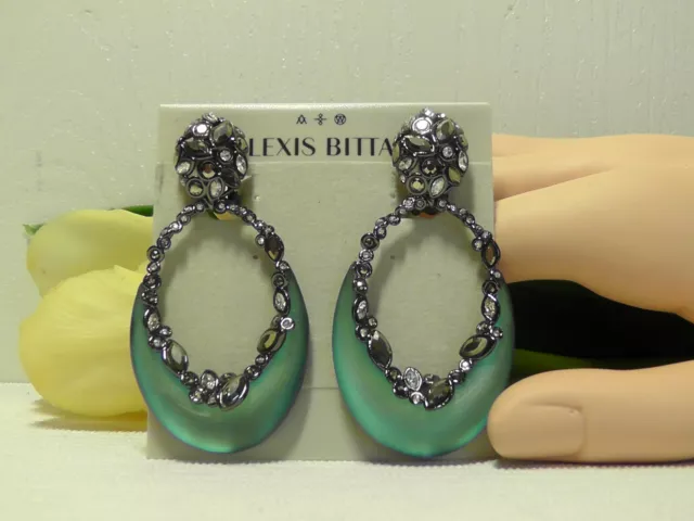 Alexis Bittar Black Beetle 'Lucite - Imperial Noir' Clip on Drop Earrings.*NEW*