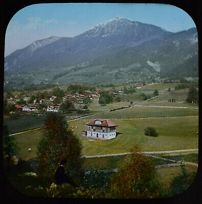 VIEW NEAR LUNGERN VILLAGE SWITZERLAND C1887 OLD PHOTOGRAPH Magic Lantern Slide